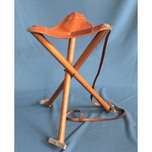 Falthocker für Wandern Camping  Dreibein Ledersitz