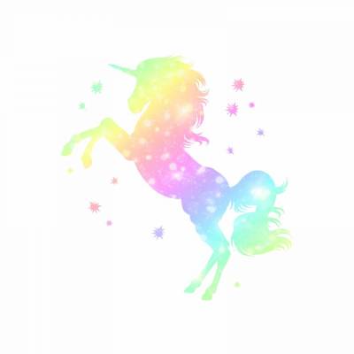 218 Wandtattoo Einhorn bunt Regenbogen Sterne - in 4 Größen - schöne Kinderzimmer Sticker