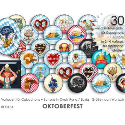 OKTOBERFEST 30 Cabochonvorlagen Cabochon Vorlagen digital Download Buttonvorlagen Bilder Schmuck Kreise