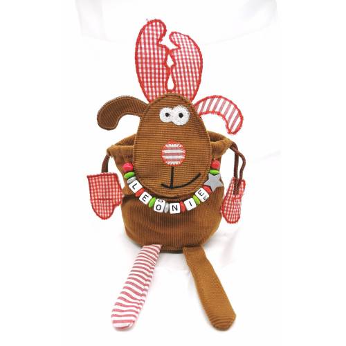 Nikolausstiefel Weihnachtsbeutel mit Name Elch 