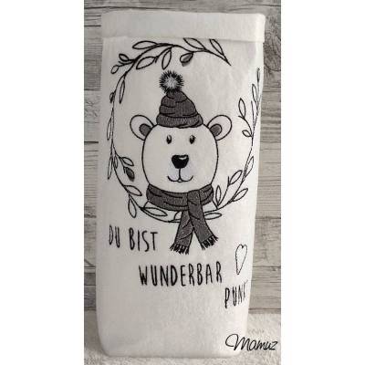 * Eisbär Kranz mit Mütze, Du bist wunderbar *  zwei Stickdatei 13 x 18