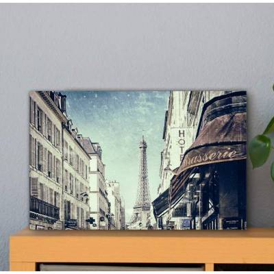 Paris mit Eiffelturm Alu-Print 30 x 40 cm hochwertige Alu-Dibond Platte Wandbild Kunstdruck