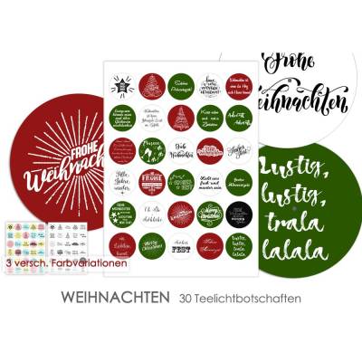 WEIHNACHTEN Teelicht - Botschaften Teelicht Vorlagen Bilder für Teelichter digitale Datei zum Selbstausdrucken 