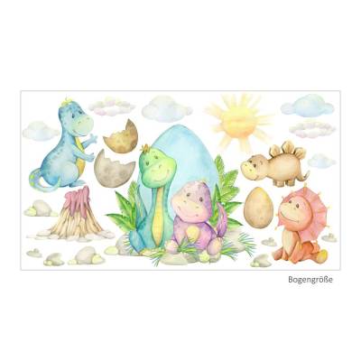 194 Wandtattoo Baby Dinosaurier - Aquarell Vulkan Sonne Wolken - in 6 versch. Größen erhältlich Sticker Aufkleber