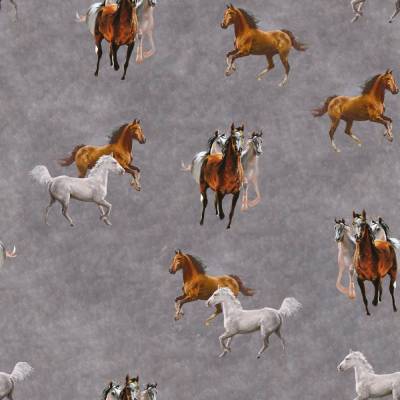 Softshell mit  Fleece-Abseite  Pferde grau ( 1m/14,00€ )