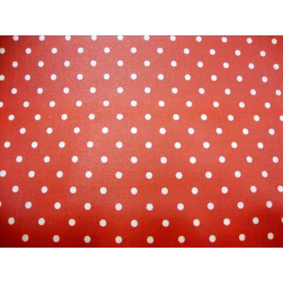 Beschichtete Baumwolle rot mit weißen Punkten – abwischbarer Stoff von Glünz für Taschen & Utensilos, 0,50m x 1,50m