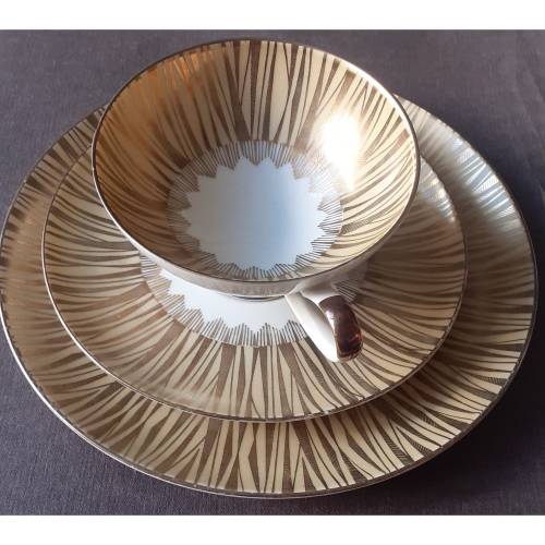 Vintage Gedeck für Tee / Kaffee, Sammelgedeck, Alka Bavaria, Gold  50 er / 60 er signiert