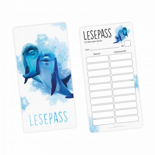 Lesepass Delfin Lesezeichen zum lesen üben Grundschule
