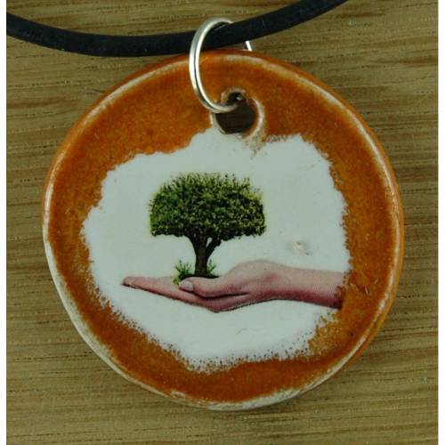 Orgineller Keramik Anhänger Naturschutz; Bäume, Natur Umweltschutz Geschenk, Kette, Schmuck, Herren, Kinder, Damen, Mädc