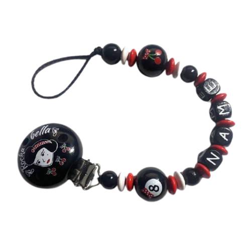 Schnullerkette mit Namen Rock a Bella Rockn Roll