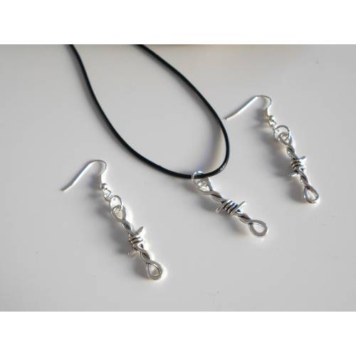 Schmuckset Stacheldraht  Halskette und Ohrhänger oder einzeln . punk, rockabilly, gothic, 