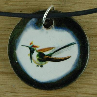Orgineller Keramik Anhänger Paradiesvogel; Vogel Vögel Regenwald, Geschenk, Kette, Schmuck, Herren, Kinder, Damen, Mädch