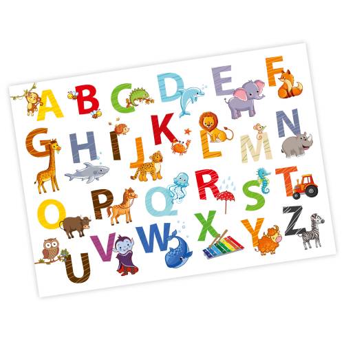Kinder Tier ABC Poster A3/ A2/ A1 *nikima* in 3 verschiedenen Größen Alphabet