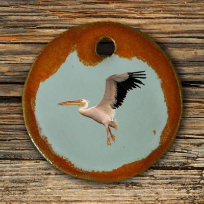 Orgineller Keramik Anhänger Pelikan. Vogelflug Vogel Ente Geschenk Halskette  Schmuck Amulett verstellbare Kette Talisma