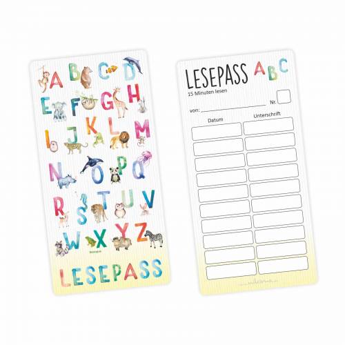 Lesepass Alphabet Lesezeichen zum lesen üben Grundschule