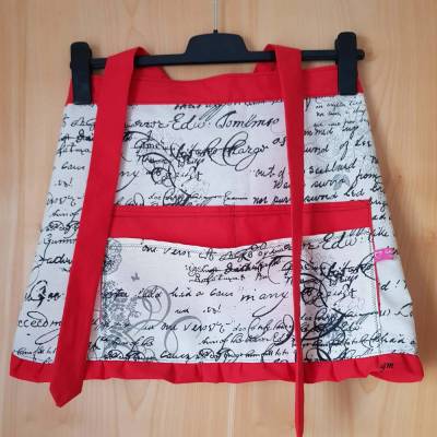 Bistroschürze Unikat – Halbschürze mit großen Taschen & Rüschen für Küche & Garten