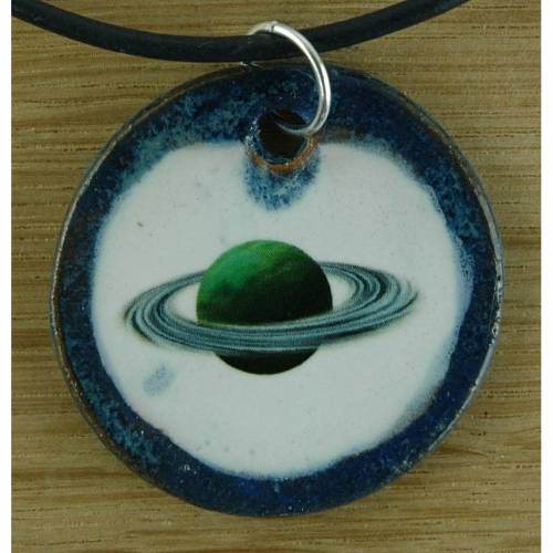 Orgineller Keramik Anhänger Planet; Lehrer, Welt, Schmuck handgefertigt homemade Halskette Geschenk Mädchen Jungen Fraue