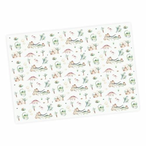 5 Bögen Geschenkpapier Dinosaurier grün - 1,60€/qm - 84,1 x 59,4 cm