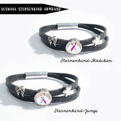 Erinnerungsschleife Sternenkinder Sternchen & Engelflügel Armband