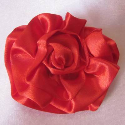 Rote Haarklammer Haarblüte Satin Stoffblume Rot "Simone" festlich
