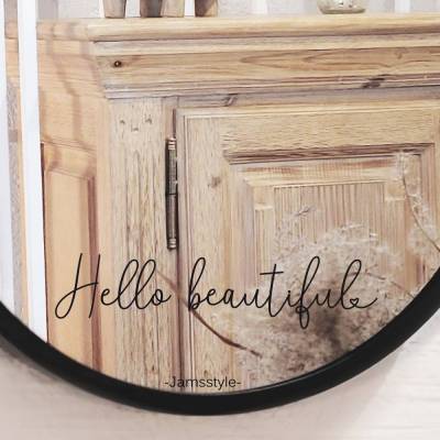 Sticker Aufkleber "Hello beautiful" mit Schriftauswahl, Wandsticker, Spiegelaufkleber