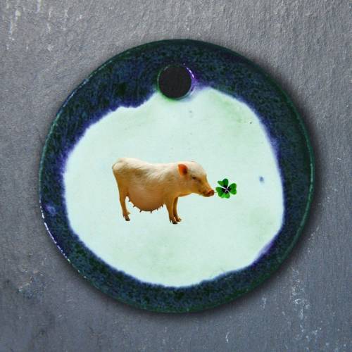 Orgineller Keramik Anhänger Schwein. Tiere Bauernhof Glück Geschenk Halskette  Schmuck Amulett verstellbare Kette Talism