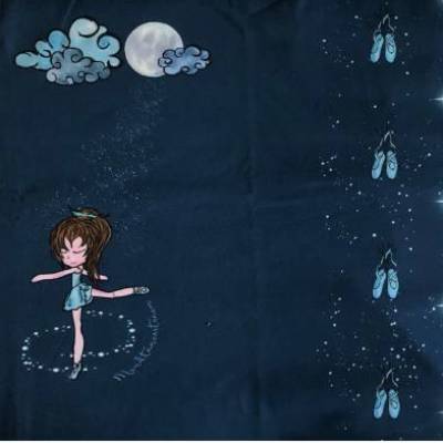 Jersey-Panel - Ballerina, Ballett, Tänzerin, Mondtänzertraum, S&W-Stoffe, Digital-Druck, 0,50 x 1,45m