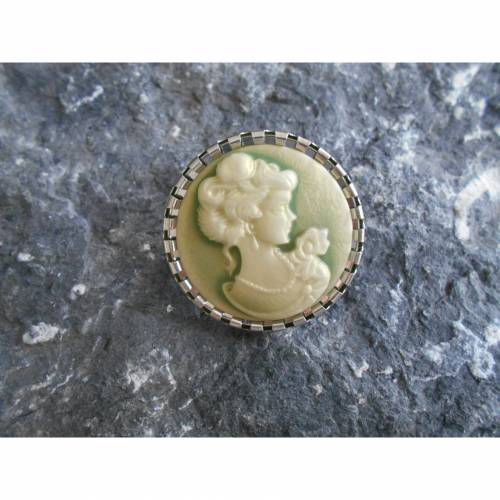 Gemme Cameo Frauenporträt rund Ø 35 mm Brosche 