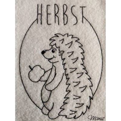 * Herbst Igel Stickdatei * Datei 13 x 18