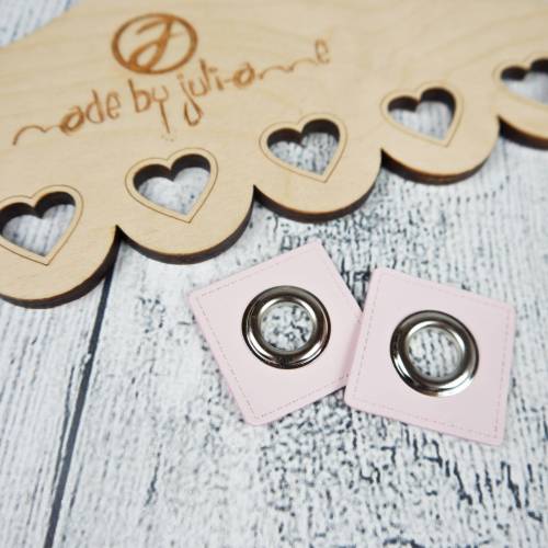 2 Kunstleder Ösen Patch 37mm Rosa
