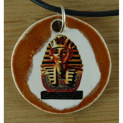Orgineller Keramik Anhänger Tutanchamun. Souvenir Ägypten Urlaub Geschenk Talisman Amulett Kinder Halskette Kettenanhäng