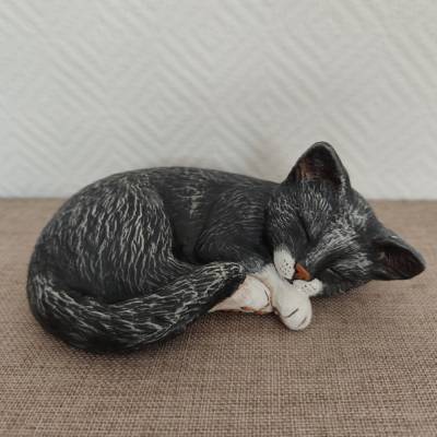 Tierurne handgemalt 0,3 L – Keramik Künstlerurne by Janus | Handarbeit & Unikat - Katze