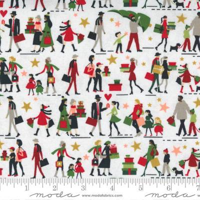 Patchworkstoff Weihnachten Hustle and Bustle by "BasicGrey" – Bunte Figuren, 100% Baumwolle, ca. 110cm Breite