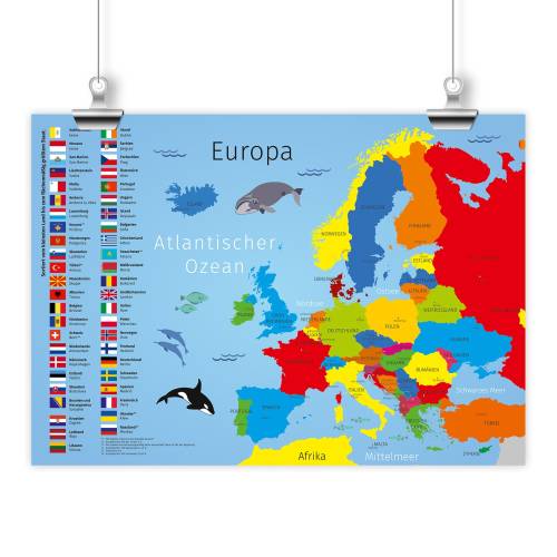Kinder Lernposter Europa DIN A3/ A2/ A1 *nikima* in 3 verschiedenen Größen Plakat