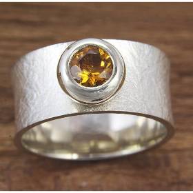 Breiter Ring aus Silber 925/- mit Palmeiracitrin