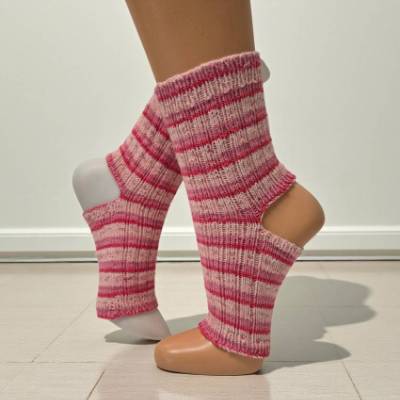 Yoga Socken, Pediküre Socken Gr. 38/39 in rosa mit Rippenmuster