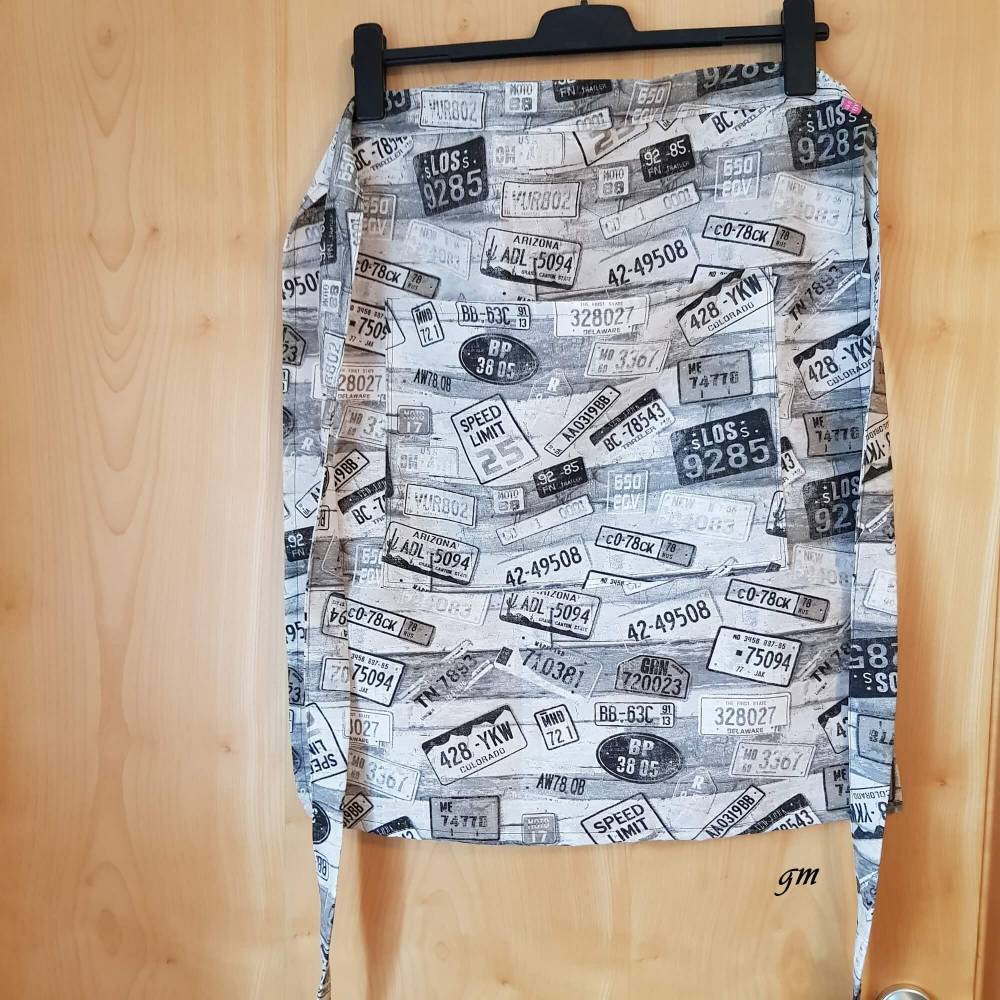 Stoffschürze Bistroschürze schwarz-grau Halb-Schürze mit großer Tasche für Männer & Frauen Handarbeit Bild 5
