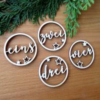 Adventskranz-Zahlen "Winterglanz" 4er-Set aus Holz für besondere Weihnachtsdeko