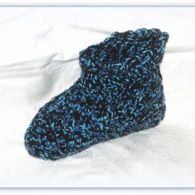 Puschen gehäkelt Gr. 45 / 46 Hüttenschuhe, Hausschuhe für Jungs und Männer, Männerpuschen