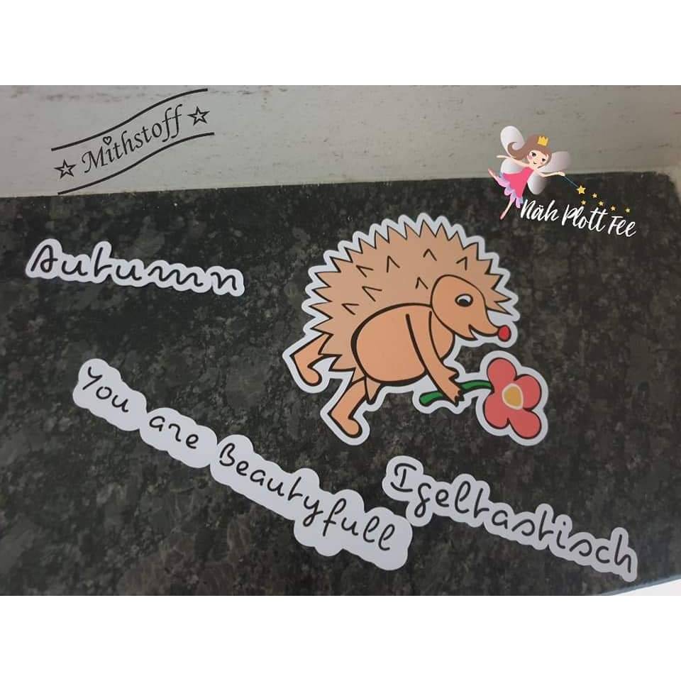 Plotterdatei - Igel - Igelchen - SVG - DXF - PNG - Jpeg + Digipapier - Datei - Apfel - Regenwurm - Pilz Bild 5