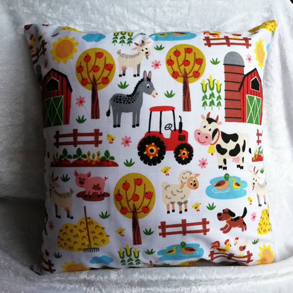 Dekokissen fürs Kinderzimmer, Kissen für Kinder, Kissen Bezug 30x30 cm , Bauernhof
