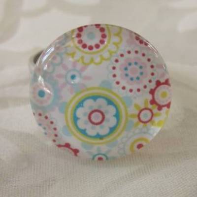 Cabochon Ring Blumen modern bunt "Joyeux" Geschenkidee für Frauen