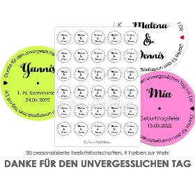 Danke für den unvergesslichen Tag - Teelicht-Botschaften Teelicht Vorlagen Bilder für Teelichter digital personalisiert