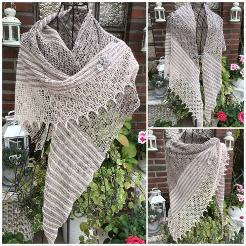 Lacetuch *NELLY* gestricktes Schultertuch in graubraun- puder 
