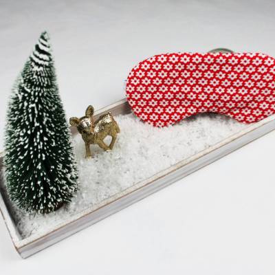 Schlafmaske, Schlafbrille rote Blümchen Reise-Zubehör Reise-Accessoire Spa-maske Augenbinde