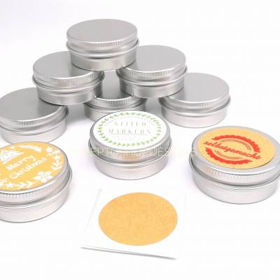Dose aus Aluminium mit Schraubdeckel und Aufkleber zum beschriften, Fassungsvermögen 15 ml, Silber, Wiederverwendbar