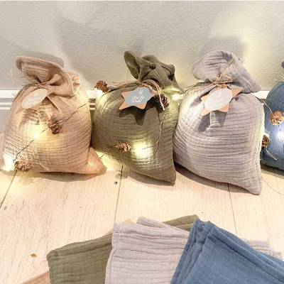 Adventskalender aus Musselin, für Jungs, XXL Säckchen aus Stoff zum Befüllen, wieder verwendbar