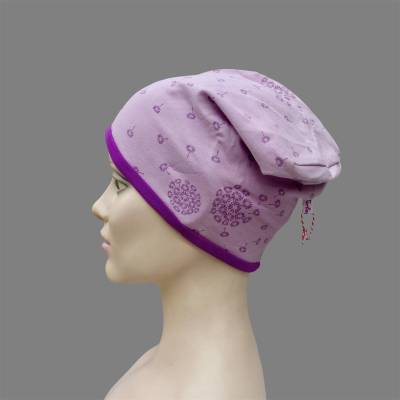 Jersey-Mütze, Long-Beanie mit Pusteblumen, rosa, Gr 53/54/55/56/57 cm (ab 3Lj.)