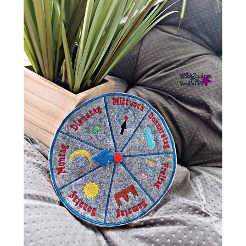ITH Stickdatei Wochentagsuhr - in the hoop