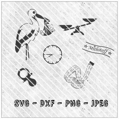 Plotterdatei - Geburt - Baby - SVG - DXF - Datei von Mithstoff - Storch - Waage